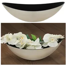 Cepewa Dekoschale │ 39x13x12cm Kunststoff Champagner schwarz │ Pflanzschale in Bootsform (1 x oval Champagner schwarz