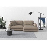 Ecksofa TRENDMANUFAKTUR "Bourbon" Sofas Gr. B/H/T: 250 cm x 84 cm x 176 cm, Struktur, mega-Recamiere rechts, XXL mit Sitztiefenverstellung, braun (schlamm) Ecksofas