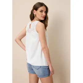 TAMARIS Spitzentop TAMARIS, Damen, Gr. 38, weiß, Single Jersey, Obermaterial: 95% Viskose, 5% Elasthan, unifarben, ausgestellt hüftlang, Rundhals, Tops Spitzentop, aus Viskose
