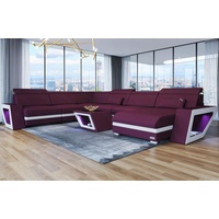 Sofa Dreams Wohnlandschaft Polster Stoff Couch Catania XXL U Form Stoffsofa, mit LED, wahlweise mit Bettfunktion als Schlafsofa, Designersofa blau|lila