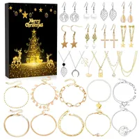 Lalieffacely Schmuck Adventskalender 2024, Weihnachtskalender 24 Mode Schmuckkalender Schmuck Set, Countdown Kalender Weihnachten Geschenke für Frauen Teenager Mädchen Ohrringe Armband Halskette