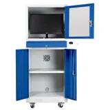 PROREGAL Industrie-PC-Schrank BEAR auf Rollen | HxBxT 170x68x60cm | Grau-Blau