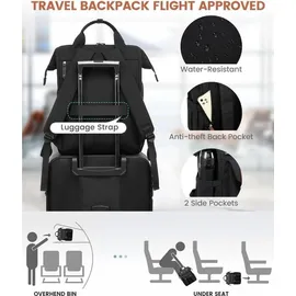 Rucksack Damen Groß 18 Zoll Wasserdicht Schwarz