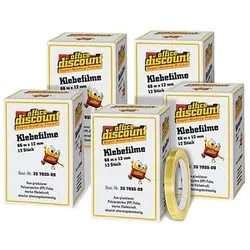 AKTION: office discount   Klebefilm transparent 12,0 x 66,0 (mm x m) 5x 12 Rollen