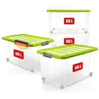 BigDean 4 Stück 60 L Aufbewahrungsbox mit Deckel groß