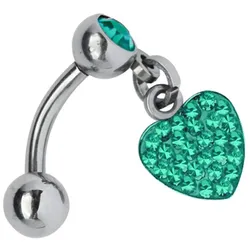Bauchnabelpiercing ADELIA ́S "Piercing  Piercing Bauchnabelpiercing", Damen, blau (türkis), Titan, modisch, Piercings, Titan Banane - Bauchnabel Piercing Herzanhänger türkis