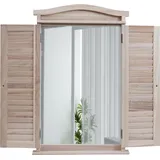 MCW Wandspiegel Badspiegel Badezimmer Spiegelfenster mit Fensterläden, 71x46x5cm ~ shabby naturfarben