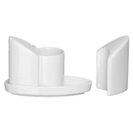 HENDI Menage Set Salz/Pfeffer/Zahnstocherhalter Porzellan Weiß