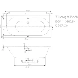 Villeroy & Boch Oberon 90 x 190 cm (UBQ199OBE2V-01)