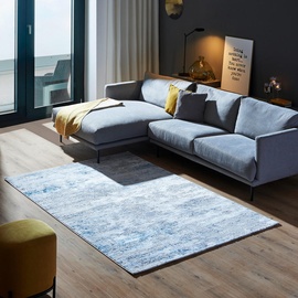 ASTRA Teppich Antea — Moderne Kurzflor Teppiche — Zimmerteppich im Vintage Design — (160x230cm, blau/Creme Vintage)