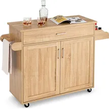 Costway Küchenwagen mit Rollen Aus Holz Natur 116 x 40 x 85 cm