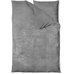 NYVI Winter Bettwäsche Set DreamScience Cashmere Touch - Kuschelweich & Wärmend - Mit Reißverschluss 155x220 + 80x80 cm grau