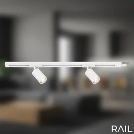 Briloner Rail Schienensystem, Erweiterungsset, 2x Gu10 Spots, Schwenkbar, Drehbar, Weiß, 0,75 m