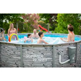 Summer Waves Elite Frame Pool Steinoptik Grau Ø 427 cm