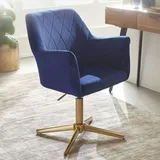 KADIMA DESIGN Sessel-Drehstuhl TANARO: Samtbezug, Eisenuntergestell, Armlehnen, 360° drehbar, Polyesterstoff.