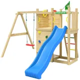 Jungle Gym Spielturm JUNGLE GYM "Deck", blau, Spieltürme, KinderB:296cm H:232cm T:342cm, Holz, Spielanlage mit Schaukel und Rutsche mit Wasseranschluss, B:296cm H:232cm T:342cm