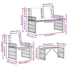 vidaXL Gartenmöbel Set 4-tlg. Natürlich/Cremweiß