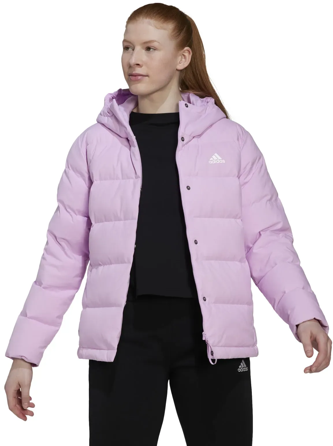 adidas Winter-Daunenjacke Helionic Hooded Down (wasserabweisend, PFC-Frei) pink Damen