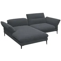 flexlux Ecksofa Salino, Funktionssofa mit Recamiere, Relaxsofa, Ecksofa, Sofa mit Arm- und Kopfteil-Verstellungen, Kaltschaum & Stahl-Wellen schwarz