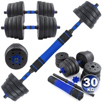 C.P.Sports 2in1 Kurzhantel & Langhantel Set 30kg / 40kg | Hantelscheiben – Gewichte – Hantelstangen | verstellbare Hanteln – Hantelset für Krafttraining, Fitness, Home Gym (blau-schwarz )