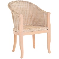 Rattan-Sessel mit Holzbeinen, Club-Sessel aus Rattan, Stuhl  (Vintage Weiss)