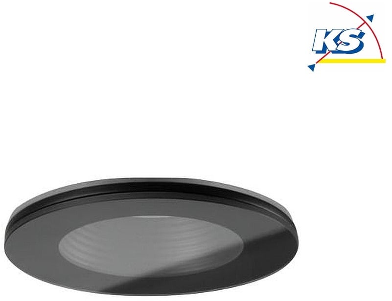 Brumberg Einbau-Downlight COVER-UP für MR16 LED Modul max. 14W, IP44, rund, Aluminium / Dekoglas, ohne BG, starr, Schwarz / klar BRUM-45320080