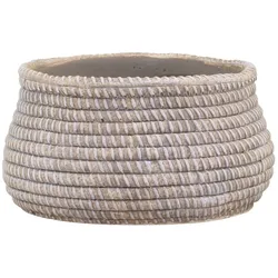 Chic Antique Évron Übertopf mit Geflecht Muster, H8/Ø15,5 cm, antik natur
