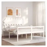furnicato Bett Seniorenbett mit Kopfteil 160x200 cm Weiß Massivholz (1-tlg) weiß
