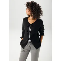 Aniston CASUAL Strickjacke mit trendigen Bindebändern Schwarz 36
