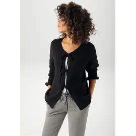 Aniston CASUAL Strickjacke mit trendigen Bindebändern Schwarz 36