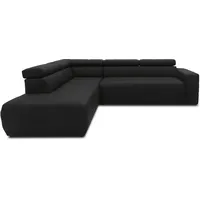 Ecksofa DOMO COLLECTION "Brandon L-Form, auch in Leder" Sofas Gr. B/H/T: 275cm x 80cm x 228cm, Luxus-Kunstleder, Ottomane links, ohne Sitztiefenverstellung, ohne Nierenkissen, schwarz inklusive Kopfteilverstellung, wahlweise mit Sitztiefenverstellung