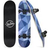 BELEEV Skateboard 31x8 Zoll Komplette Cruiser Skateboard für Kinder Jugendliche Erwachsene, 7-Lagiger Kanadischer Ahorn Double Kick Deck Concave mit All-in-one Skate T-Tool für Anfänger