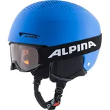 Alpina Zupo Set Piney - Hochwertiges, Sicheres & Robustes Set aus Skibrille & Skihelm Für Kinder, Blue matt, 51-55