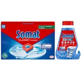 SOMAT Tabs 28 AW Classic Power, Geschirrspül Tabs mit Fettlösekraft für kraftvolle Reinigung, Spültabs für sauberes Geschirr + Somat Duo Power Experten Intensiv-Maschinenreiniger 250ml