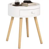 Woltu Nachttisch mit Schublade, mit Beinen, Holz, MDF, Weiß