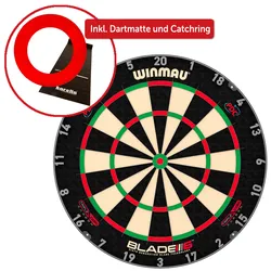 Winmau Aktionsangebot Dartboard "Blade 6 Triple Core Carbon 3032" inkl. Dartmatte und Catchring,rot,