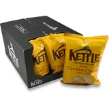 Kettle Chips Mature Cheddar Cheese & Red Onion 10 x 130 g Tüten, hand-frittierte Kessel-Chips, knusprige Kartoffelchips mit dem Geschmack von gereiftem Cheddar-Käse und roten Zwiebeln für den Abend