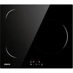 CIARRA Induktions-Kochfeld 60cm Kochfeld 3-Zonen Einbau Induktionskochfeld mit 9 Stufen VM3BIH-C
