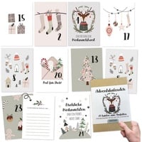 PAPIERDRACHEN Adventskalender 24 Karten Adventskalender - Geschenkidee in der Vorweihnachtszeit, zum Basteln und Verschenken beige