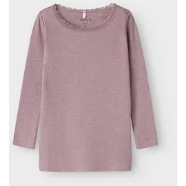 NAME IT Langarmshirt NMFKAB LS TOP NOOS in Feinripp und mit süßer Spitzenkante am Ausschnitt lila 92 EU
