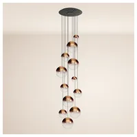 S.luce Pendelleuchte Orb Galerieleuchte 12-flammig Modular Kupfer Verlauf, Schwarz