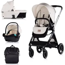 Chipolino Kinderwagen Elite 3 in 1 i-Size Babyschale Sportsitz Babywanne Tasche beige - Beige