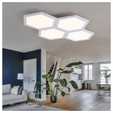 ETC Shop LED Deckenleuchte Wohnzimmer, Sechseck Waben, weiß, 48W 2920lm warmweiß, L 75 cm
