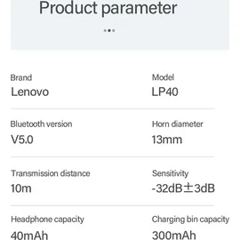 Lenovo LP40 Bluetooth-Kopfhörer Schwarz