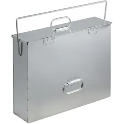 Relaxdays Ascheeimer eckig, Aschekasten mit Deckel, 15 l, verzinkter Stahl, Aschebehälter für Kamin, Grill, Ofen, silber