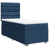 vidaXL Boxspringbett mit Matratze Blau 100x200 cm Stoff