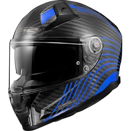 LS2 LS2, Integralhelme motorrad Vector II carbon Flux Helm, schwarz-blau, Größe 2XS