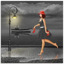 Artland Glasbild »Tanzen im Regen«, Frau, (1 St.), in verschiedenen Größen Artland Farbe Bild(er): schwarz
