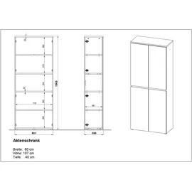 Germania Lissabon Aktenschrank 80 x 40 x 197 cm braun