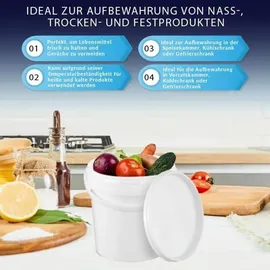 Benbow Eimer mit Deckel 3l Weiß 1x 3 Liter - lebensmittelecht, stabil, luftdicht, auslaufsicher, geruchsneutral - Plastikeimer mit Henkel - leer